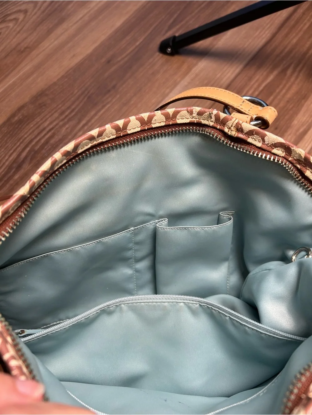 Coach coated came Op Art crossbody bag purse Y2K large C logo spellout shoulder